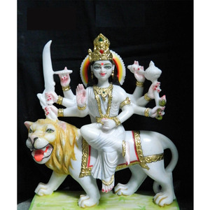 Fabriqués à la main En Marbre Seigneur Statue Blanc Marbre Durga Idoles - Product Image 1