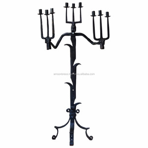 Handmade Durable Metal Candelabra with Colorful Glass and Wrought Iron <b>Candle</b> Stand for Christmas Home Decor - Product Image 3