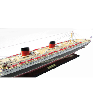 Modèle de bateau en bois Queen Elizabeth artisanat de décoration de maison nautique pour affichage d'étagère ou cadeau de Noël en bambou - Product Image 1