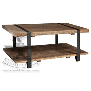 โต๊ะกาแฟทรงกลมแบบอุตสาหกรรมสไตล์วินเทจทันสมัยทำจากเหล็กและไม้พร้อมไม้มะม่วงด้านบนสำหรับห้องนั่งเล่นบ้านห้องครัวหรือห้องโถง - Product Image 5