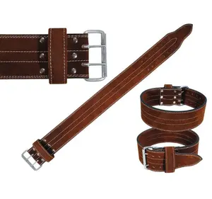 Wholesale Weightlifting Leather Belt Best Quality Fida Hussain Leather Power Belt Double Prong Buckle Weight lifting Belt