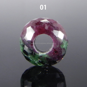 14x8x5mm perles de pierres précieuses rubis à facettes rondes Zoisite perles de pierre grand trou pour Making-IG3022 de bijoux - Product Image 1