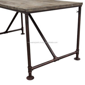 Table à manger rustique moderne en fonte, meubles pliables en bois massif pour la maison, le mariage ou le restaurant - Product Image 4