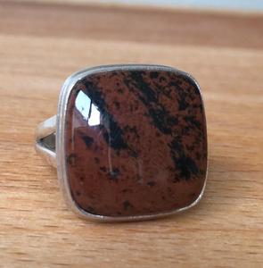 925 Sterling Silver Mahogany <b>Obsidian</b> Ring Oval Round Pear square Rectangle Natural Gemstone Stone Cabochon - Product Image 6