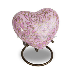 Urne en forme de coeur souvenir de crémation bleu marbré - Product Image 3
