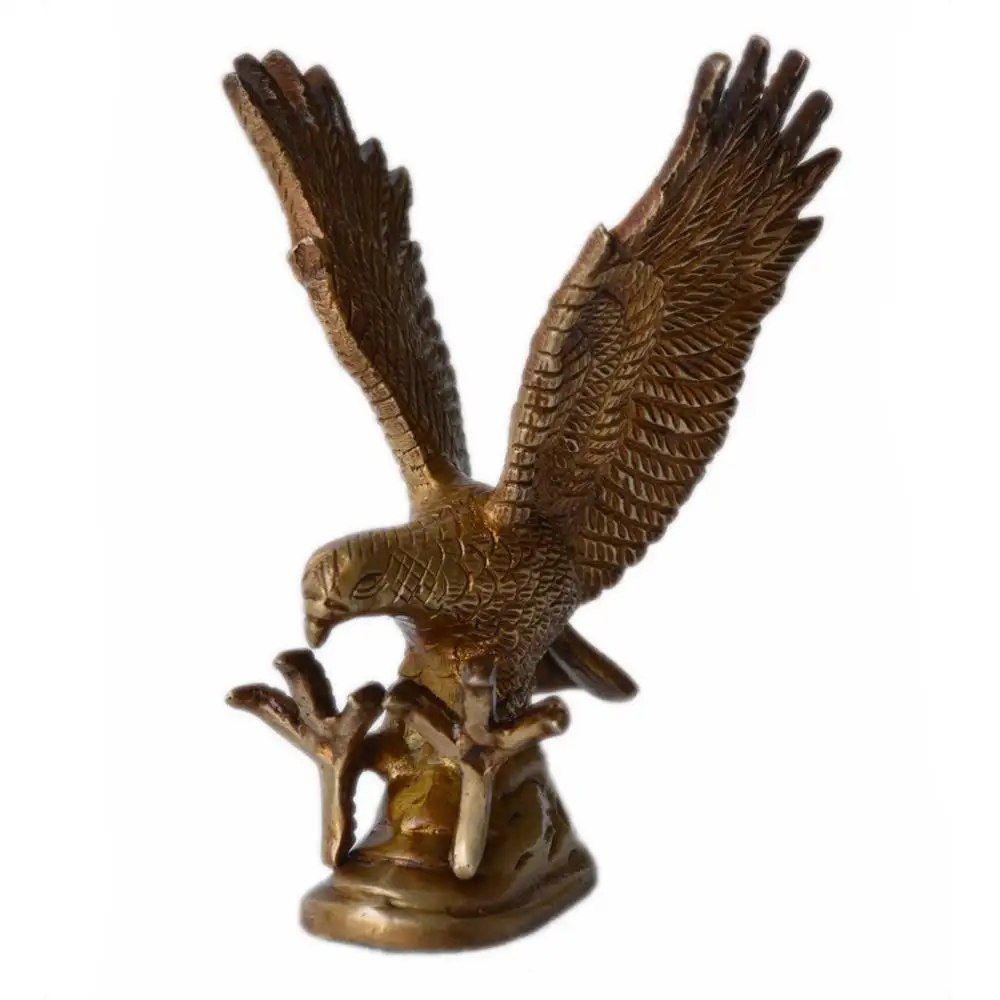 Brass eagle bird figure in antique look with wing for home decor or gift purpose Large brass eagle sculpture