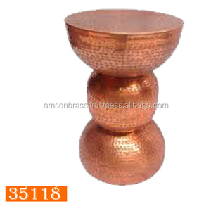 Tabouret en métal martelé avec finitions en cuivre - Product Image 5