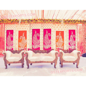 ผ้าม่านฉากหลังลาย Paisley เป่าลมสำหรับเวทีงานแต่งงาน,ฉากหลังปักลายแบบหนาสำหรับงานแต่งงานสไตล์อินเดีย - Product Image 1