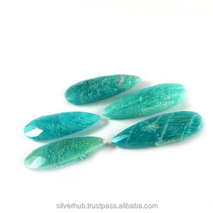 Lot de cabochons de pierres précieuses en amazonite naturelle pour la fabrication de bijoux, pierres précieuses en amazonite bleue polie - Product Image 2