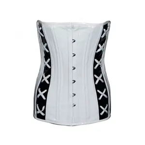 COSH CORSET Underbust Steelboned Waist Training Two Tone PVC Corset With Side Laces High Quality Party Wear Corset Vendors