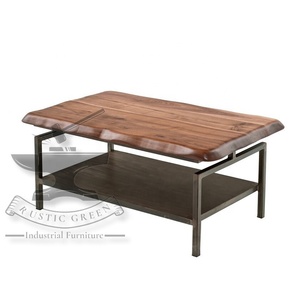 Table basse en fer avec panneau à bord vif vintage industriel et moderne pour meubles de maison, salon, cuisine traditionnelle - Product Image 4
