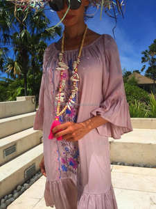 Último Estilo Bohemio Gitano con Volantes en Todas Partes, Túnica Sexy con Hombros Descubiertos, Vestido Mini de Fiesta Bordado Boho, Sensual y Atractivo - Product Image 2