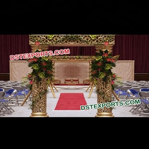 Puertas de bienvenida talladas en oro para boda, puerta de bienvenida tallada en fibra Jali, puerta de bienvenida India para boda, diferentes - Product Image 1