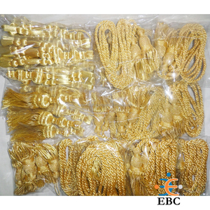 OEM Espagnol Borlas Bolitas Pompons en or filé personnalisés religieux et ecclésiastiques, or et argent, faits à la main avec ruban rouge - Product Image 5