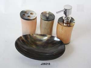 Distributeur de savon avec brosse à dents, 5 pièces, kit de salle de bains en forme de corne de mouton, finition rugueuse, porte-savon - Product Image 3