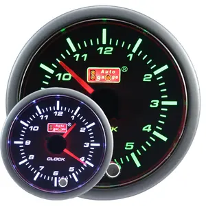 60mm green white LED light analog car clock gauge