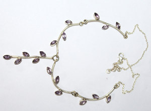 Gorgeous Natural Amethyst <b>925</b> Solid <b>Sterling</b> <b>Silver</b> Necklace and <b>Chain</b> Set Jewelry Wholesaler - Product Image 2