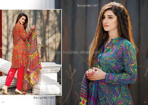 Robes de pelouse en soie pakistanaise Style indien traditionnel Salwar Kameez mariages fêtes conceptions modernes modèle fantaisie de haute qualité - Product Image 3
