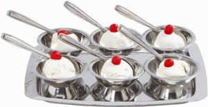 Ensemble de 6 tasses et cuillères à glace en acier inoxydable chacun - Product Image 6