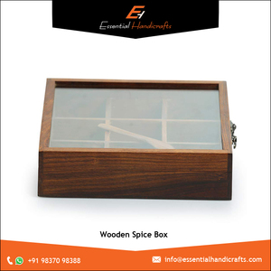 กล่องเครื่องเทศทรงสี่เหลี่ยมทำจากไม้,ที่เก็บของจุกจิก9อันสำหรับใช้ในห้องครัวทำจากไม้ Masala Dabba - Product Image 6