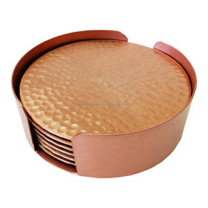 Sous-verres écologiques en cuivre avec logo en relief - Product Image 1