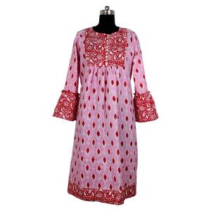 Best Manufacturing Women's Hand Block Print Cotton Tunic <b>Dress</b> DHB009 for Adults - Product Image 1