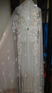 Vestido Takchita Kaftan Marroquí Hecho a Mano en India sobre Tul con Pedrería Bordada - Product Image 6