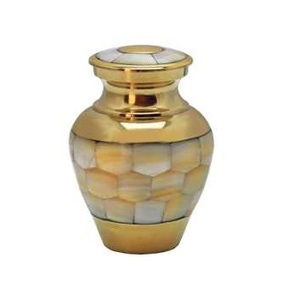 Classique MOP Memorial Mère de Perles Souvenir Urne de Crémation pour Animaux de Compagnie Métal Laiton/Aluminium pour Chats/Chiens Stockage des Cendres Funéraires - Product Image 1