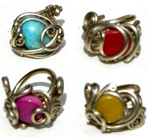 Anillos de Piedra, Alambre de Plata de Alpaca, Joyería Artesanal de Ecuador - Product Image 1