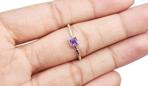 Jolie lunette de forme carrée en améthyste, bagues en argent Sterling 925, vente en gros de bijoux en argent Sterling 925 - Product Image 4