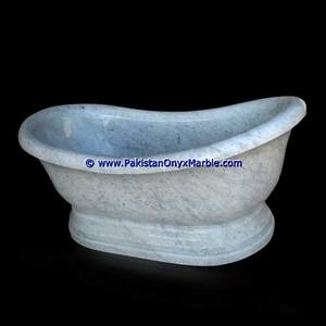อ่างอาบน้ำหินอ่อนสีขาวสไตล์อิสระ ziarat สำหรับแช่หินธรรมชาติแบบมีฟังก์ชันระบายน้ำอ่างน้ำวน - Product Image 1