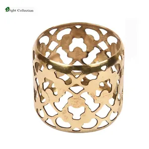 cheap napkin rings handmade Brass Gold Lattice Napkin Ring Diamond Shaped Mirror Acrylic Napkin Ring