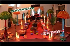 ฉากหลังไฟเบอร์ที่โดดเด่น Mehndi ตกแต่งสไตล์บอลลีวูดขั้นตอนการต้อนรับตั้งขั้นตอนการจัดงานแต่งงานตกแต่ง - Product Image 3