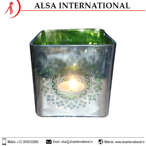 Bougeoirs votifs en verre décoratifs en gros de haute qualité forme carrée avec logo en métal pour un usage domestique et des occasions de Noël - Product Image 4