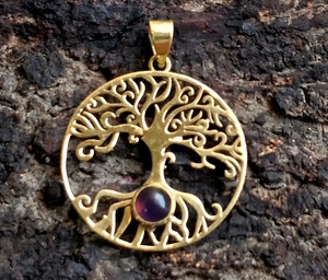 Grand arbre de vie en laiton doré avec pendentifs à breloques en pierre Lapis Lazuli pour la fabrication de bijoux de collier 30 mm - Product Image 2