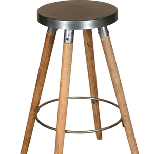 Taburete de Bar alto Industrial Vintage antiguo, Metal de hierro de madera con cuero con acabado oxidado para el hogar, Bar, cocina, uso en Hotel - Product Image 1