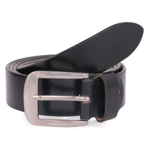 Cinturón de cuero negro para caballeros, hebilla de aleación de estilo informal, tamaños personalizados, hebilla disponible, pedido hecho en India, cinturones y accesorios - Product Image 1