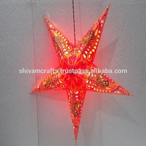 Laxmans Paper Star Lantern Eco-Friendly Reusable 60cm Traditional New Prints Pattern Handmade Christmas Decoration Wholesale - Product Image 5