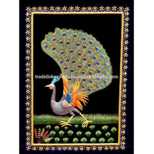 Zari Luxury Hand Embroidered Jewel <b>Wall</b> Hanging <b>Carpet</b> Resin Fabric Eco-Friendly Home Decor Self-Adhesive Installation Rectangle - Product Image 6