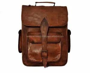 Ransel kulit asli antik untuk pria dan wanita ransel bahu klasik Retro pria tas Travel kulit untuk kuliah