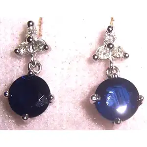时尚金耳钉蓝宝石钻石宝石奇妙设计日用蓝宝石耳钉9k金耳环