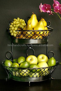 Cesta de almacenamiento de frutas y verduras de malla metálica recubierta de polvo negro para cocina y uso doméstico - Product Image 3