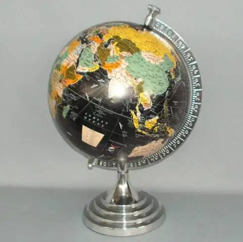 Handgemaakte Groothandel Elegante Klassieke Vintage Gepersonaliseerde Stijlvolle Fancy Decoratieve Aangepaste Logo Globe Met Metalen Standaard