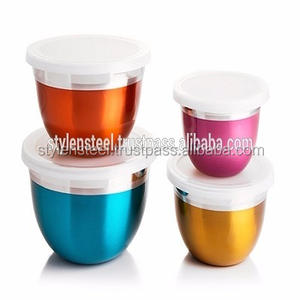 Stainless Steel <b>Lid</b> <b>Bowl</b> <b>with</b> Plastic <b>Lid</b> Set of 3 <b>Mixing</b> <b>Bowl</b> Copper Stainless Steel Serving <b>Bowls</b> Set - Product Image 4