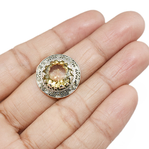 Bagues en argent Sterling 925 avec Citrine jaune de forme ronde, fabuleux, vendeuse et grossiste, bijoux en argent de mode indienne - Product Image 4