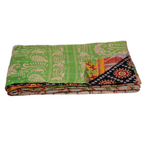 100% Vintage Cotton Hand-embroidered Kantha <b>Quilt</b>/<b>Throw</b>--Reversible - Product Image 1