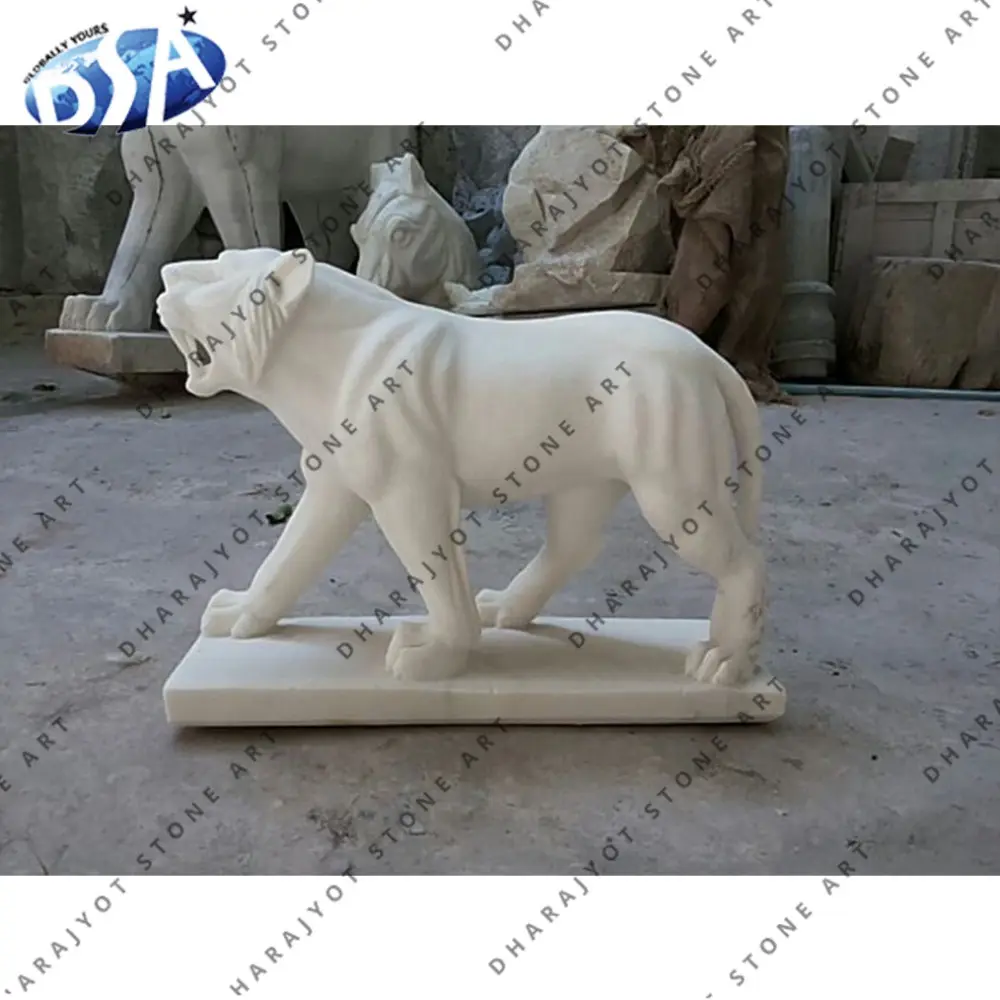 정원 장식을 가진 인도 백색 대리석 반 polished 서 있는 호랑이 동상