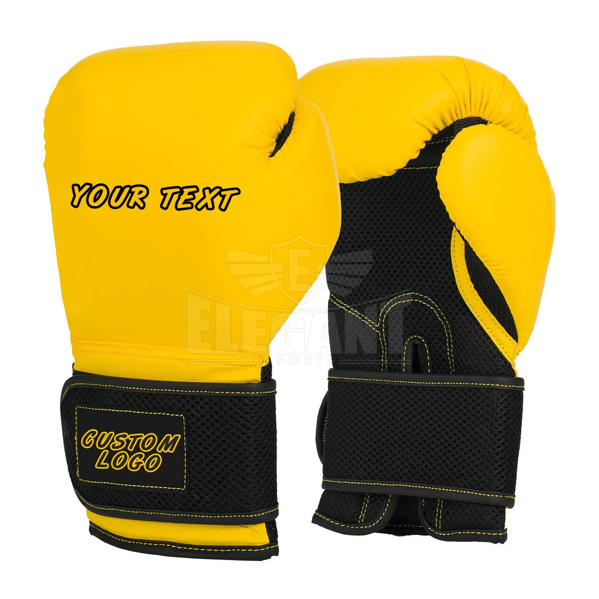 Gants de boxe en cuir jaune, entraînement à boucle de crochet, prix bon marché, gants de boxe au design personnalisé, gants de combat