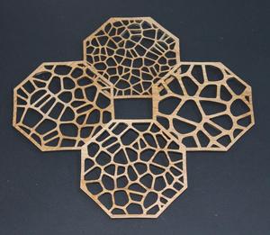 Set of 4 Geometric Wooden Coasters Stylish and Unique Design for Drinks and <b>Table</b> <b>Protection</b> - Product Image 1