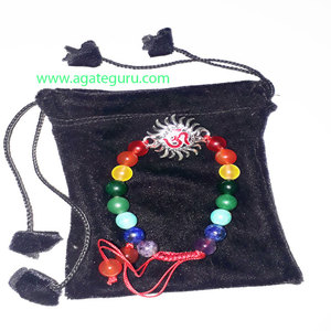 Chakra Ntural Beads Sun <b>Charm</b> <b>Bracelet</b> From India - Product Image 1
